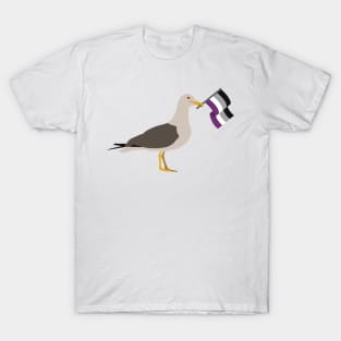Seagull Holding Asexual Pride Flag T-Shirt